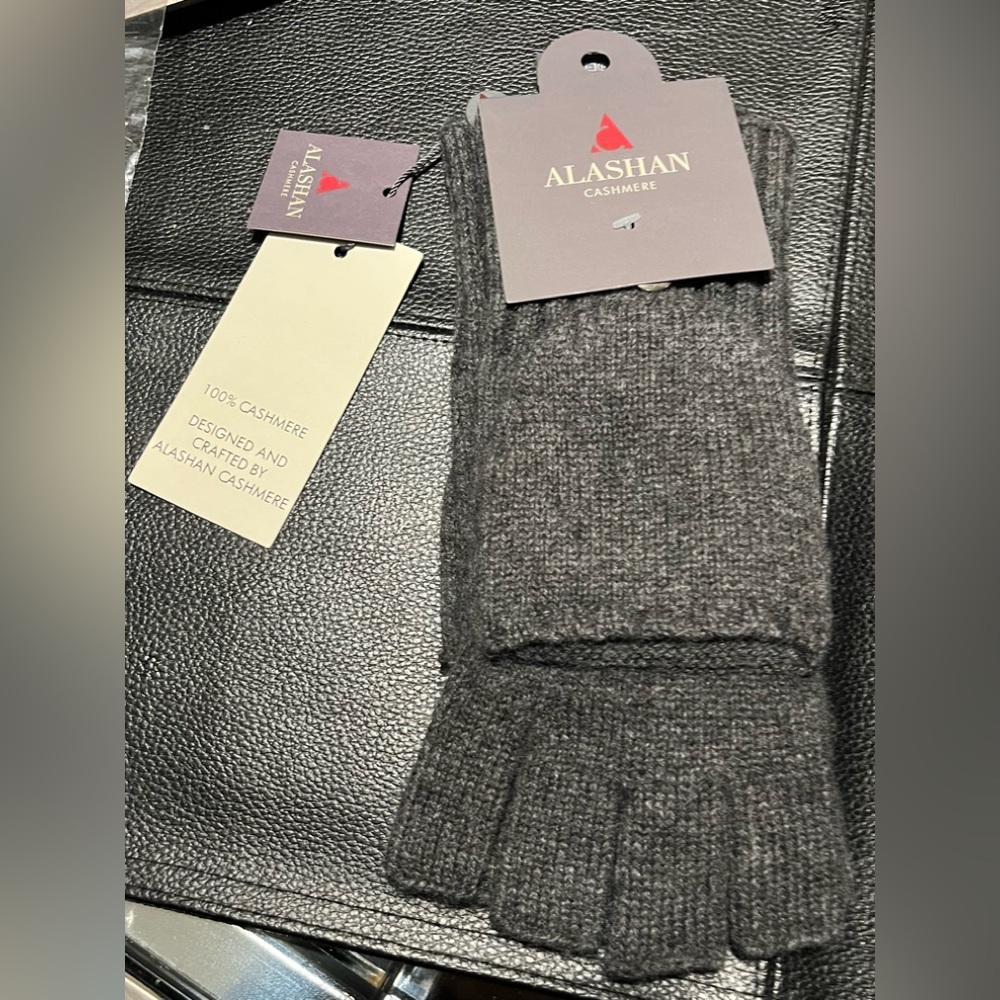 NWT Alashan Cashmere Texting Convertible Mittens In Graphite Grey